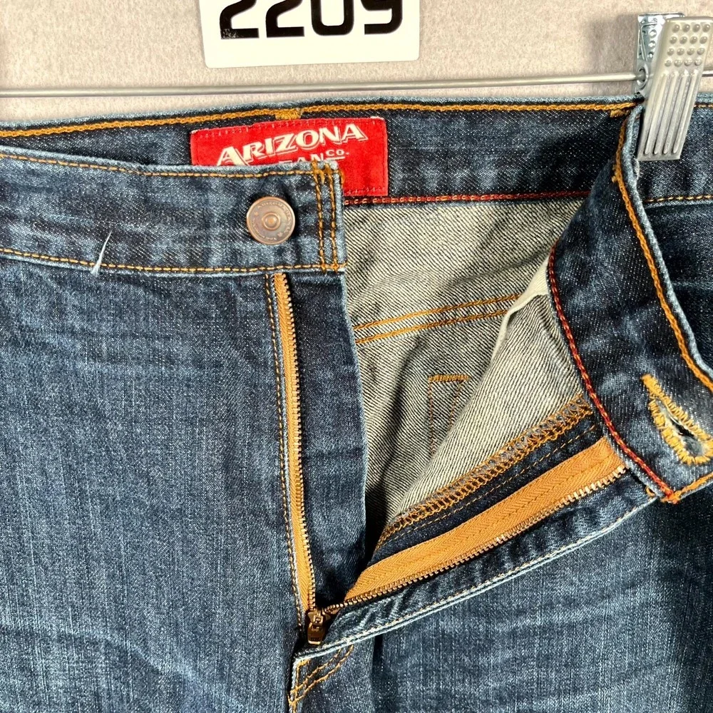 Y2KArizona Jeans Men 38x29 Blue Denim Cotton Dark Wash‎ Whiskers Detail Straight